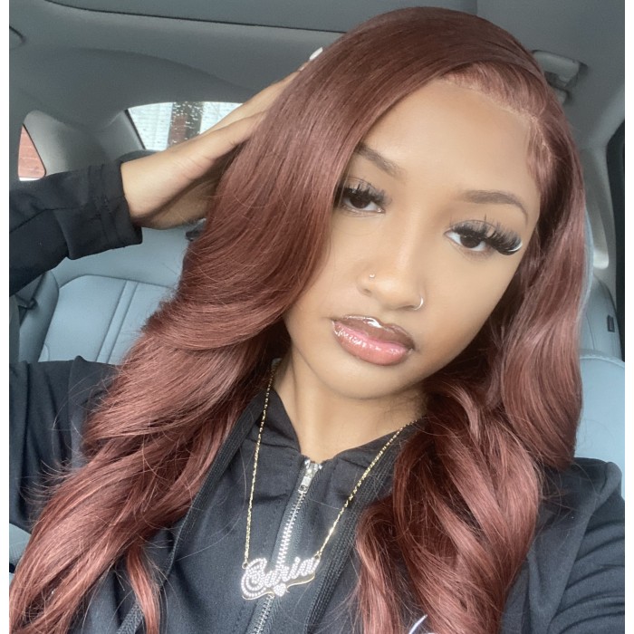 Straight #33 Dark Auburn Color Lace Front Human Hair Wigs WigFever